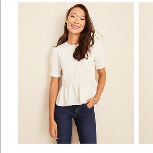 Ann Taylor Smocked Peplum Top